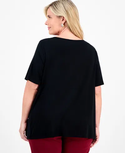 Jm Collection Plus Size Cowlneck Top, Macy's Exclusive In Black