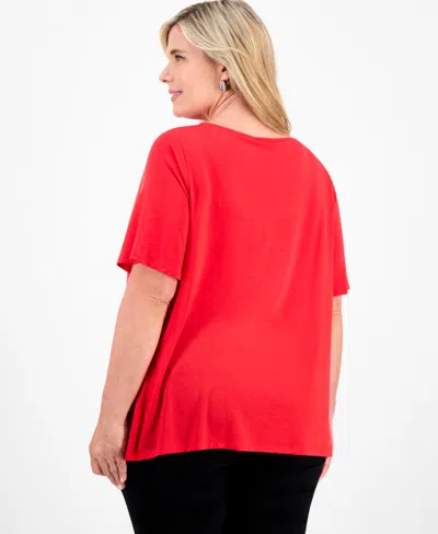 Jm Collection Plus Size Cowlneck Top, Macy's Exclusive In Red