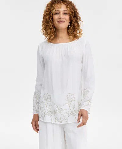 Jm Collection Womens Embroidered Blouse Pants Macys Exclusive In Red