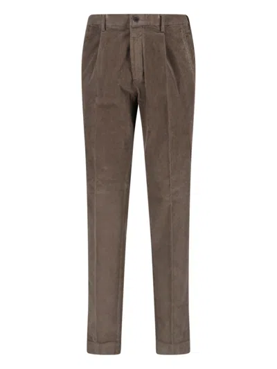 Incotex Straight Leg Corduroy Trousers Featuring Pockets In Brown
