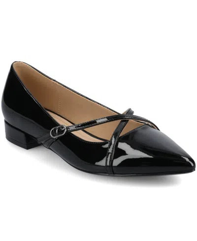 Journee Collection Women's Camby Crisscross Strap Pointed Toe Flats In Black