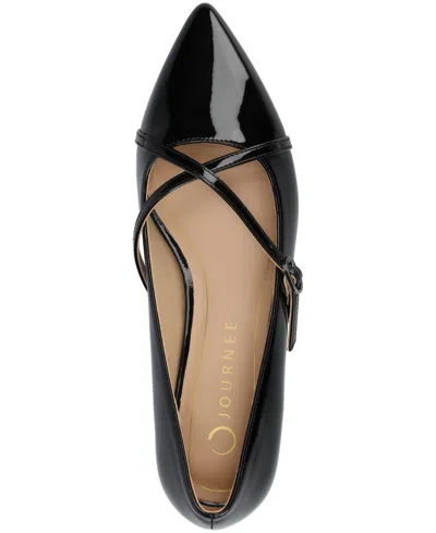 Journee Collection Women's Camby Crisscross Strap Pointed Toe Flats In Black