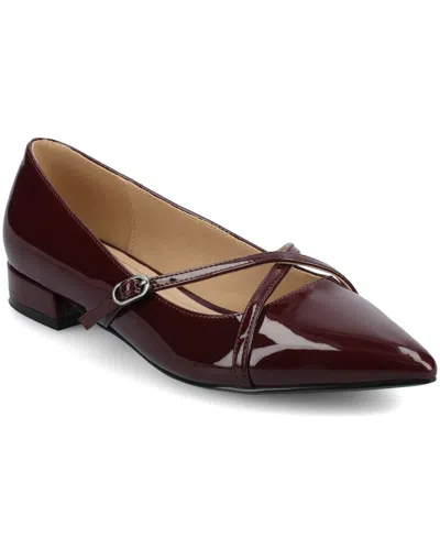 Journee Collection Women's Camby Crisscross Strap Pointed Toe Flats In Brown