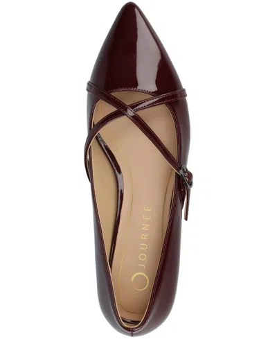 Journee Collection Women's Camby Crisscross Strap Pointed Toe Flats In Brown