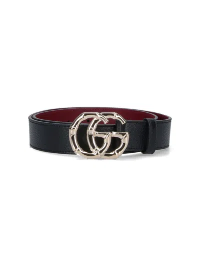 Gucci Gg Leather Belt In Black
