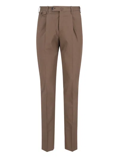 Pt Torino Pleated Tailored Trousers In Brown