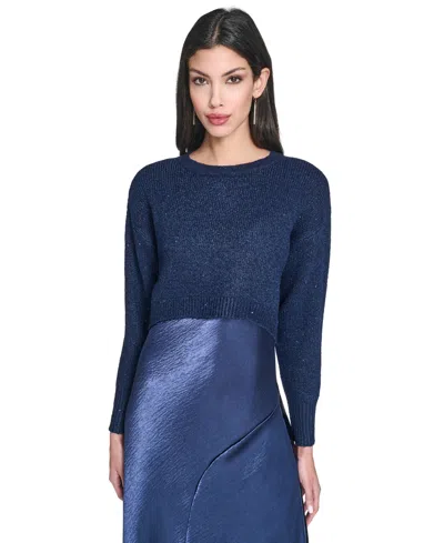 Vince Camuto Women's Crewneck Slip Dress With Sweater In Blue