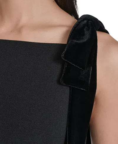 Vince Camuto Velvet Bow Stretch Crepe Dress In Black
