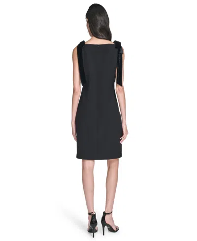 Vince Camuto Velvet Bow Stretch Crepe Dress In Black