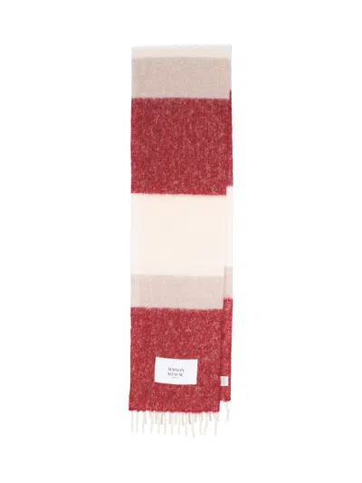 Maison Kitsuné Multicolour Scarf With Harmonious Pattern And Soft Finish In Red