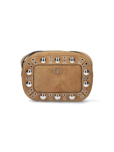 Valentino Stylish Shoulder Bag Adjustable Strap In Sand