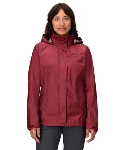 Marmot Women's Precip Eco Hooded Collar Jackets In Red
