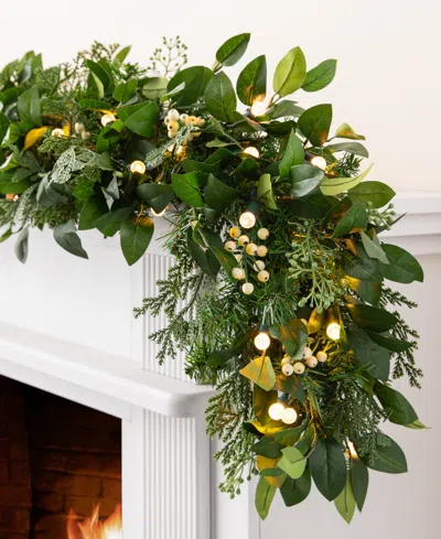 Balsam Hill 6 Ft Outdoor Berry Cypress Pre-lit Garland In Green