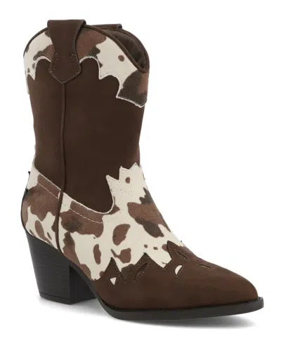 Mia Women's Sonni Pointed Toe Western Style Boots In Brown