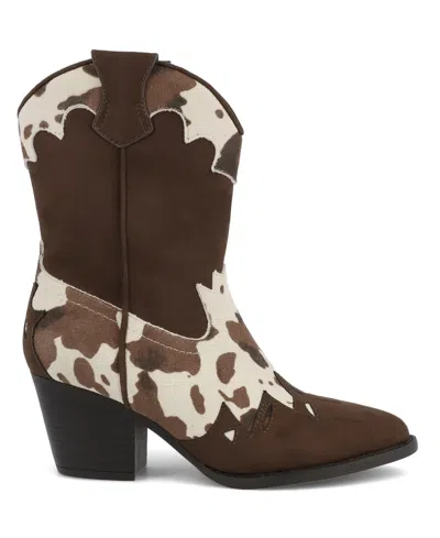 Mia Women's Sonni Pointed Toe Western Style Boots In Brown