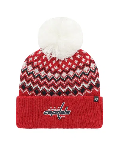 47 Brand Women's ' Red Washington Capitals Elsaâ Cuffed Knit Hat With Pom In Red