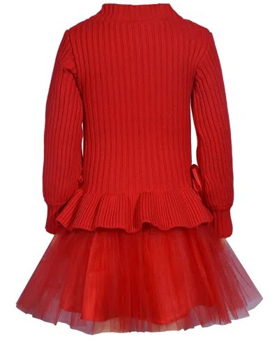 Bonnie Baby Baby Girls Long Sleeves Sweater Tutu Dress In Red