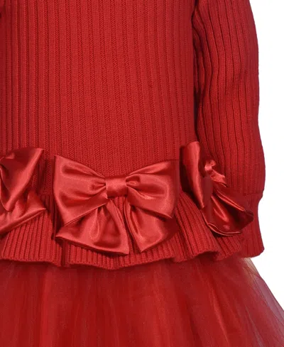 Bonnie Baby Baby Girls Long Sleeves Sweater Tutu Dress In Red