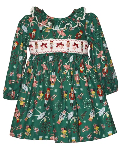 Bonnie Baby Baby Girls 2 Piece Nutcracker Smocking Dress And Panty Set In Multi