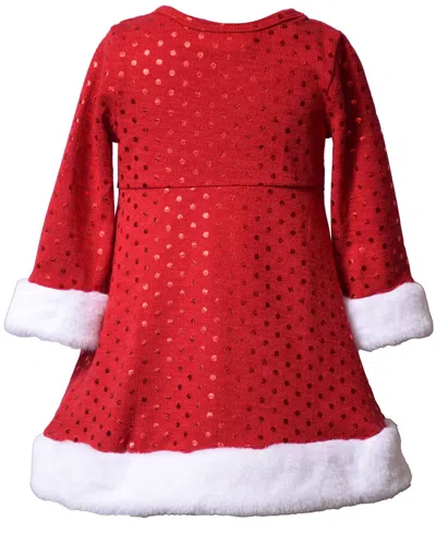 Bonnie Baby Baby Girls Long Sleeve Foiled Dot Santa Dress In Red