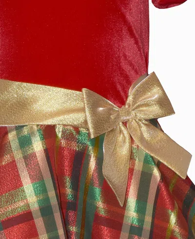 Bonnie Jean Girls 2-6x Short Sleeve Velvet To Plaid Hipster Dress In Red