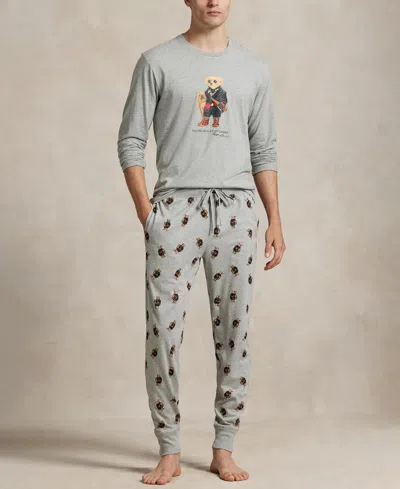 Polo Ralph Lauren Logo Bear Pajamas In Gray