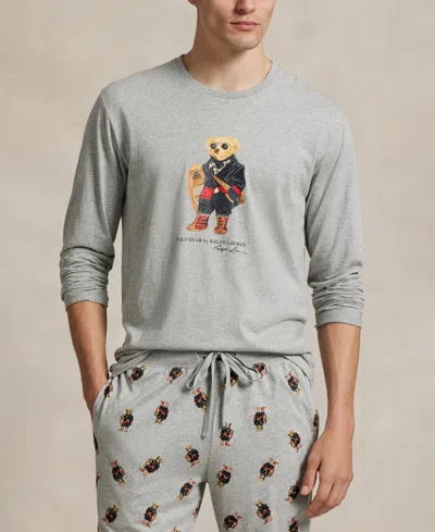Polo Ralph Lauren Logo Bear Pajamas In Gray