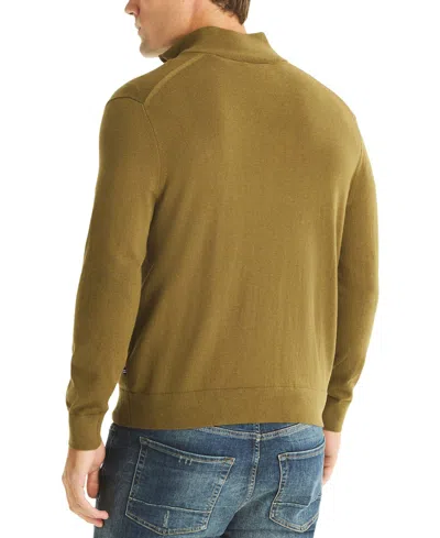 Nautica Men's Performance Quarter-zip Sweater In Brown