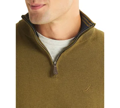 Nautica Men's Performance Quarter-zip Sweater In Brown