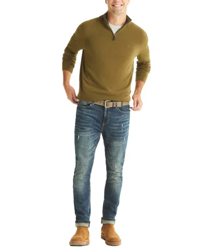 Nautica Men's Performance Quarter-zip Sweater In Brown