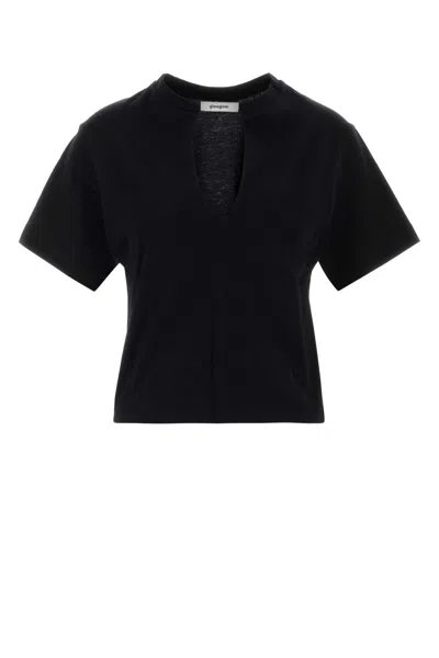 Gimaguas Short Sleeve Cropped T-shirt Keyhole Detail In Black