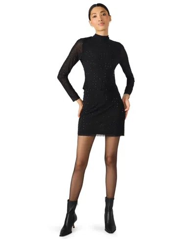 Steve Madden Women's Melvina Mock Neck Long Sleeve Top In Black