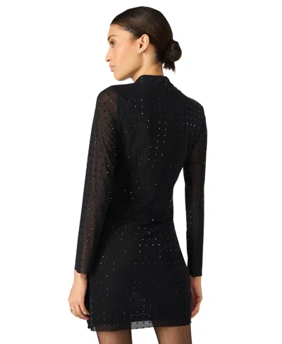 Steve Madden Women's Melvina Mock Neck Long Sleeve Top In Black