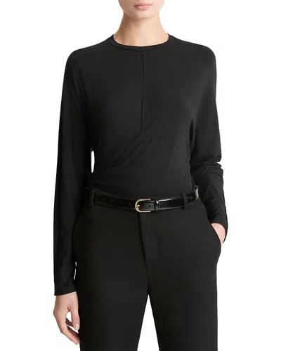 Vince Draped Long Sleeve Top In Black