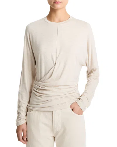 Vince Draped Long Sleeve Top In White