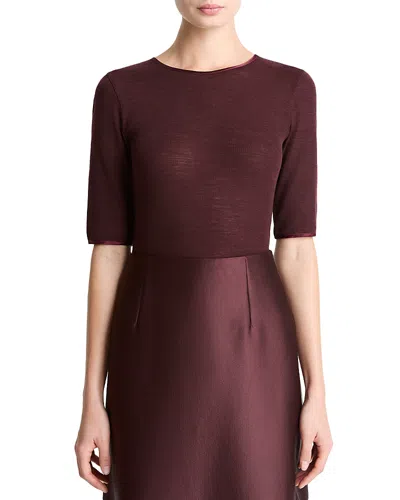 Vince Wool Crewneck Sweater In Burgundy