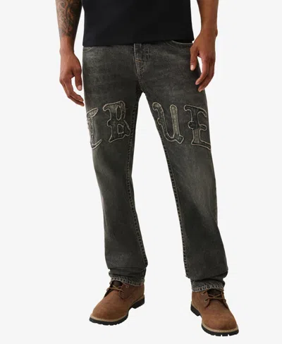 True Religion Men's Ricky Logo Appliqué Straight Jean In Black