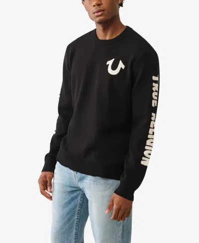 True Religion Long Sleeved Tr Logo Sweater In Black