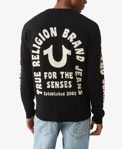 True Religion Long Sleeved Tr Logo Sweater In Black