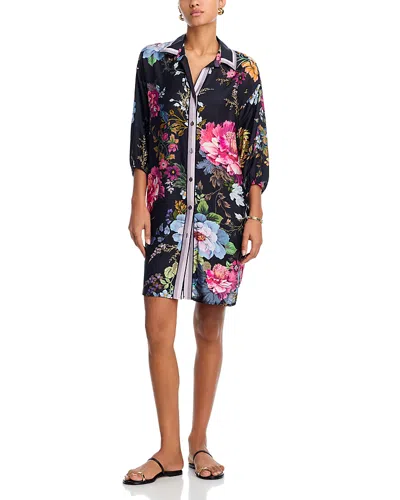 Johnny Was Baccara Floral Shirtdress Coverup In Black