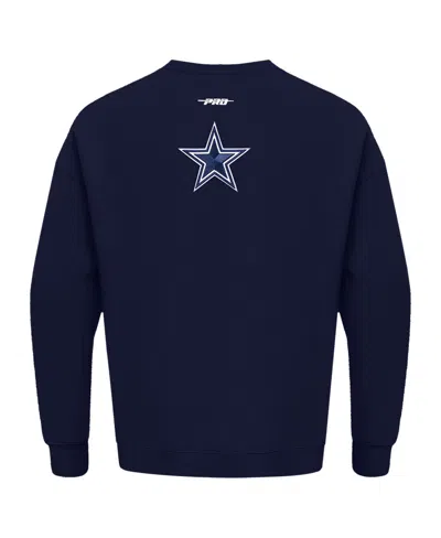 Pro Standard Men's Navy Dallas Cowboys Turn It Up Drop Shoulder Pullover Sweatshirt In Blue