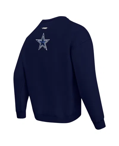 Pro Standard Men's Navy Dallas Cowboys Turn It Up Drop Shoulder Pullover Sweatshirt In Blue