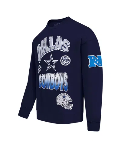 Pro Standard Men's Navy Dallas Cowboys Turn It Up Drop Shoulder Pullover Sweatshirt In Blue