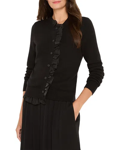 Nic + Zoe Nic+zoe Asymmetrical Ruffled Cardigan In Black
