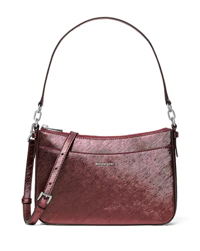Michael Kors Jet Set Medium Top Zip Crossbody In Burgundy