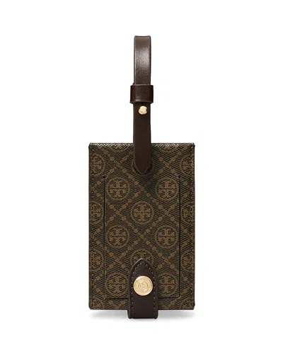 Tory Burch T Monogram Coated Canvas Luggage Tag In Brown