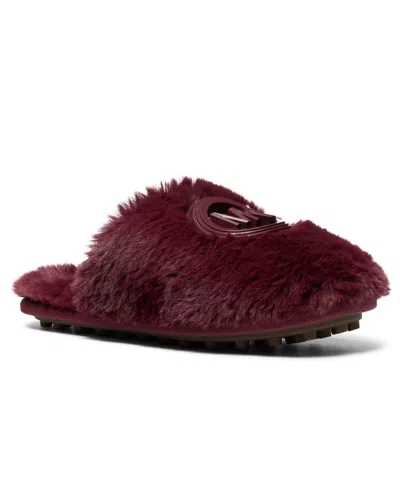 Michael Kors Michael  Women's Ada Round Toe Charm Slippers In Burgundy