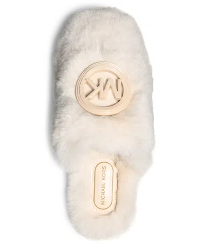Michael Kors Michael  Women's Ada Round Toe Charm Slippers In White