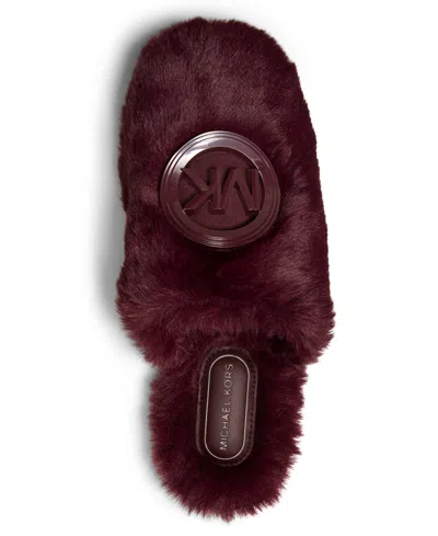 Michael Kors Michael  Women's Ada Round Toe Charm Slippers In Burgundy