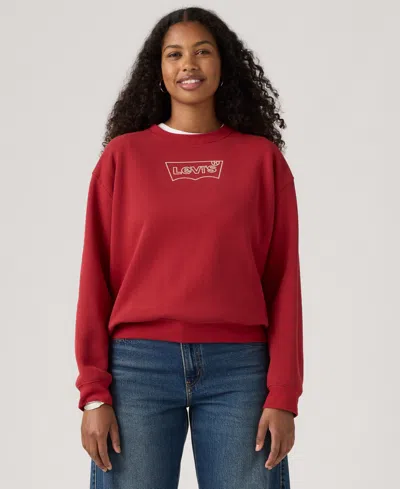 Levi's Women's Rhinestone Everyday Crewneck Sweatshirt In Red